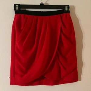 Draped red miniskirt
